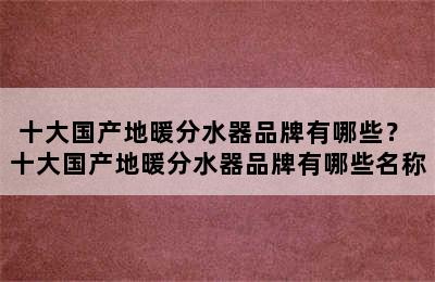 十大国产地暖分水器品牌有哪些？ 十大国产地暖分水器品牌有哪些名称